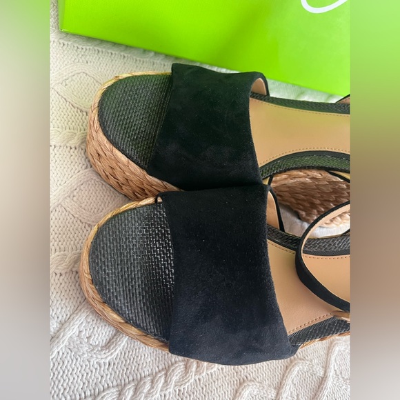 New! Sam Edelman Black Suede Wedge Platform Sandals Women’s Size 10 - Picture 15 of 15